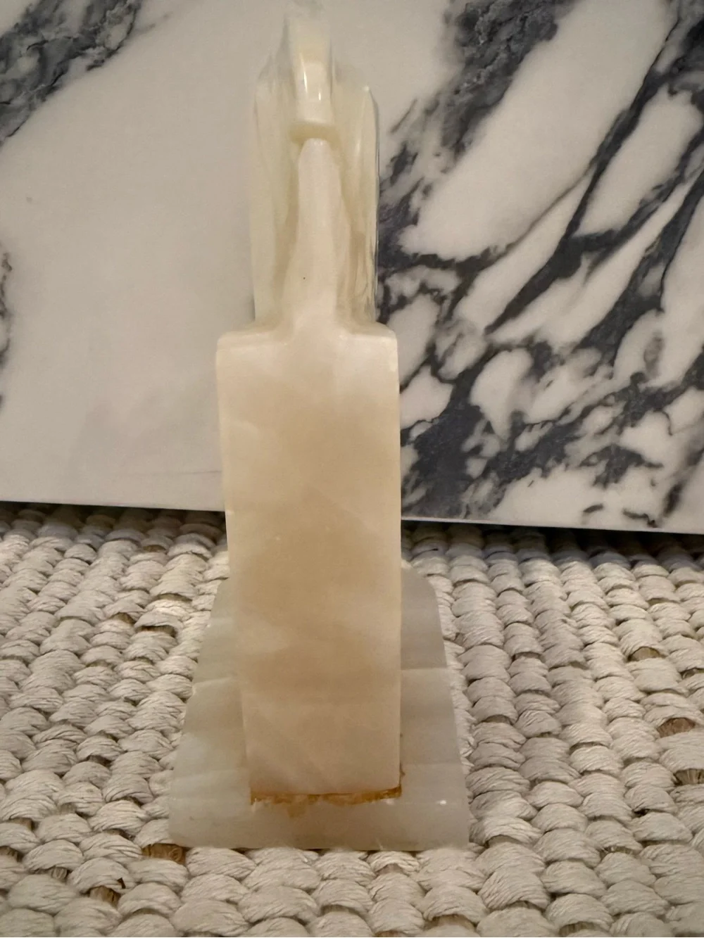 Vintage Carved Alabaster Onyx Horse Head Bookend Accent Piece